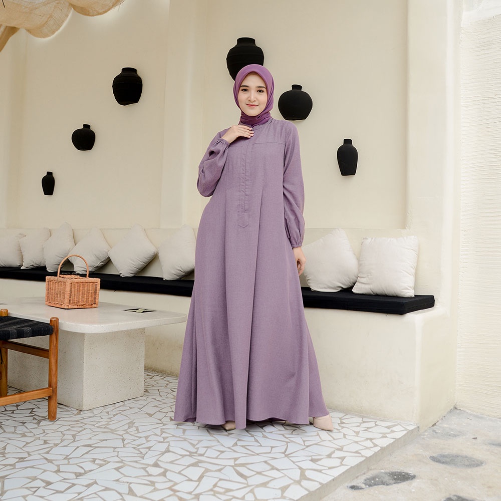 Gamis Remaja Ungu Katun Polos  Dress Busui Friendly Simple Elegan Adem Larissa Premium By ZLY ZELIA