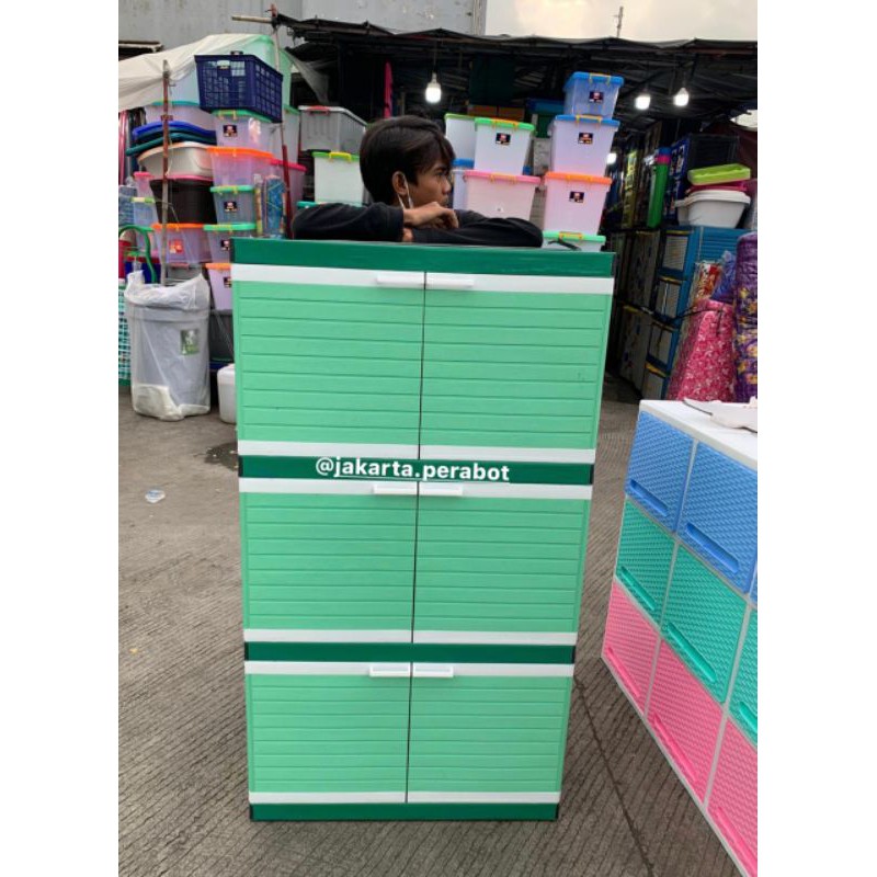 Lemari Club' Susun 3 Minimalis / Lemari Pakaian / Lemari Plastik / Lemari Cabinet Susun 3