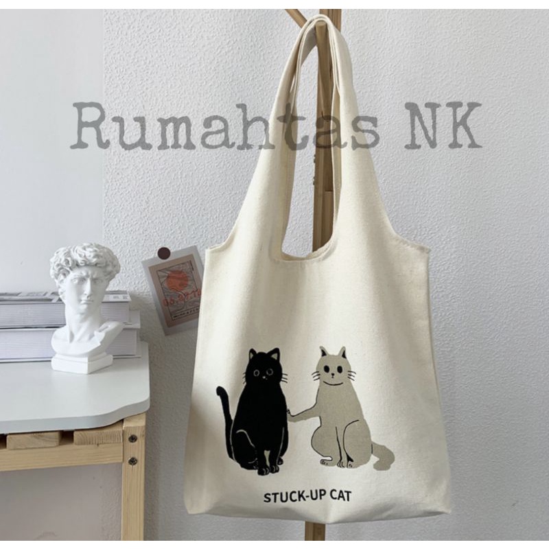 Totebag Vintage Populer Tas Tote-Stuck up cat