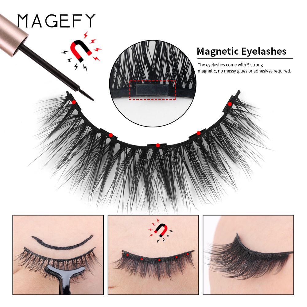 MAGEFY Eyelash Magnetic Eyeliner 3D Natural Hair Bulu Mata Palsu Magnetik Bulu Mata Magnet 7098