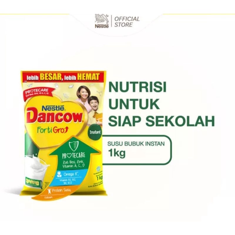 Nestle Dancow FortiGro Susu bubuk coklat &amp; instan usia sekolah pouch 1kg &amp; box 800gr