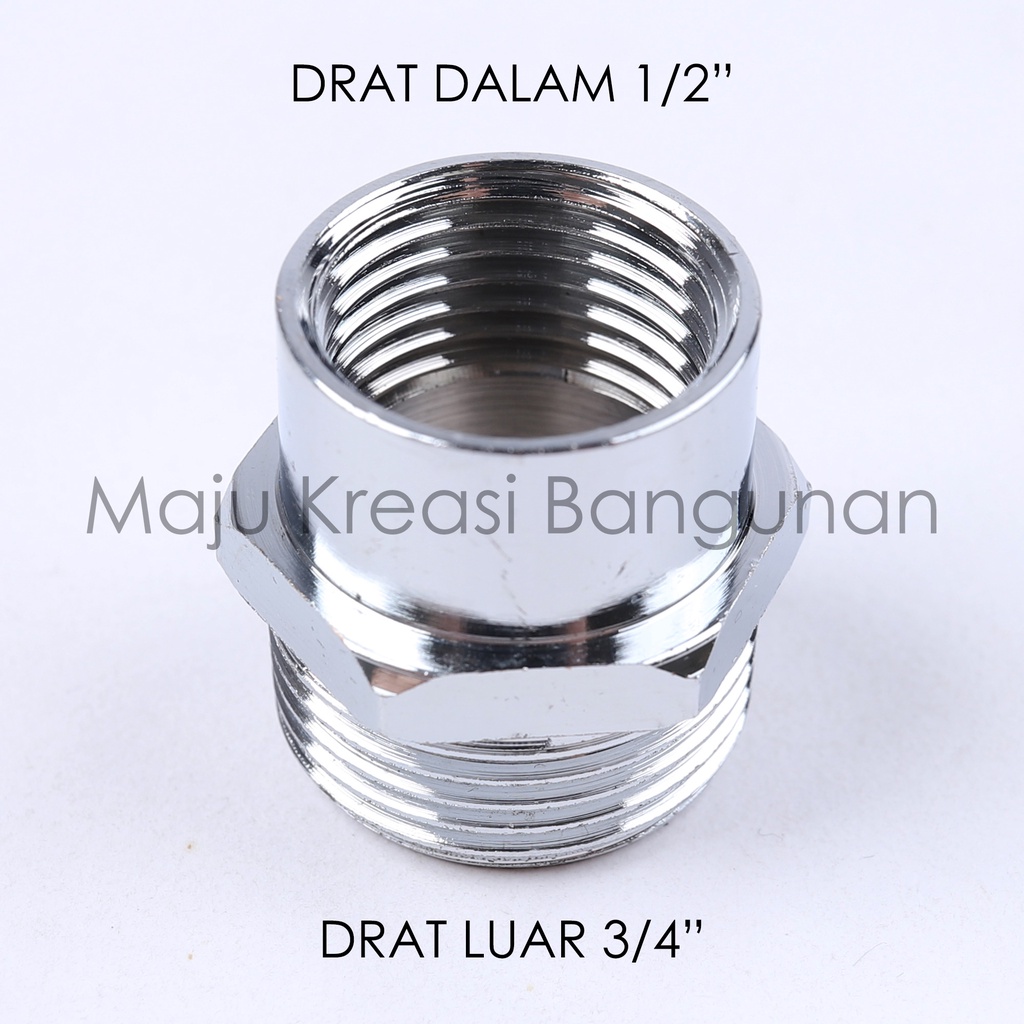 Sok Kran Drat Luar 3/4&quot; Dalam 1/2&quot; SOLIGEN Inch Inci Pendek Vlok Ring Kuningan Sock Sambungan Keran Nepel Pipa 1/2Inch 3/4Inch