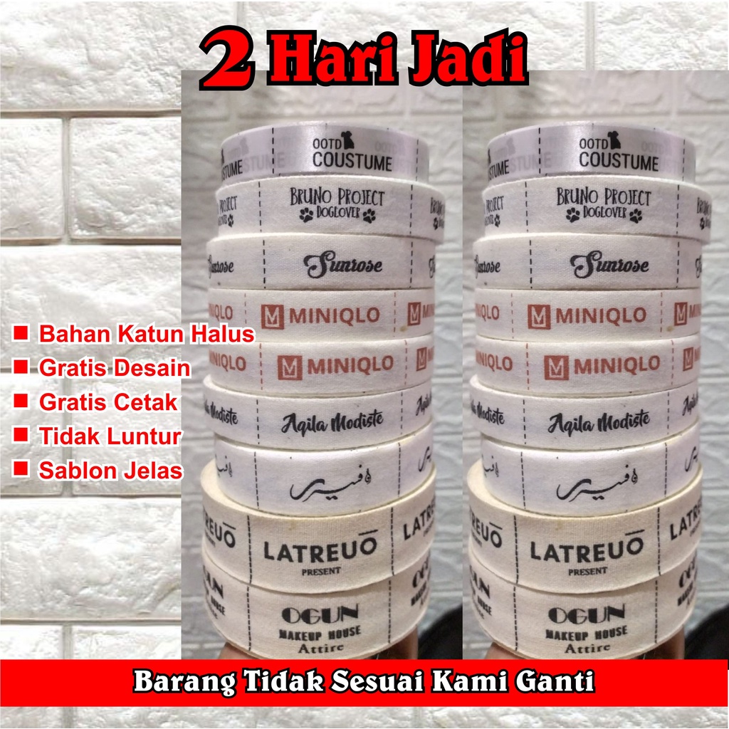 Label Katun / Label Baju / Label Pakaian / Label Satin / Label Konveksi Custom Desain