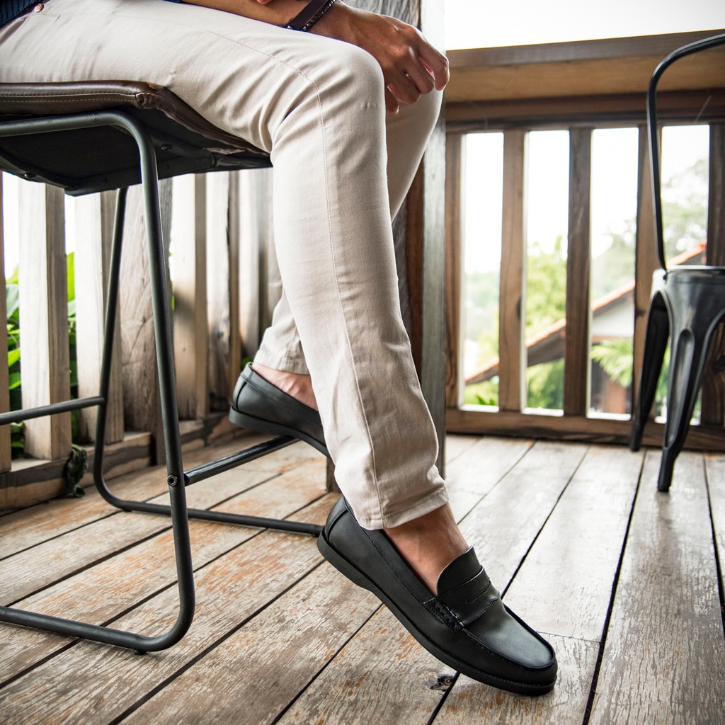 Pantopel Black | 39-44 | Sepatu Hitam Tanpa Tali Loafers Pria Casual Kerja Formal Kantor Laki | FORIND x JACK Footwear