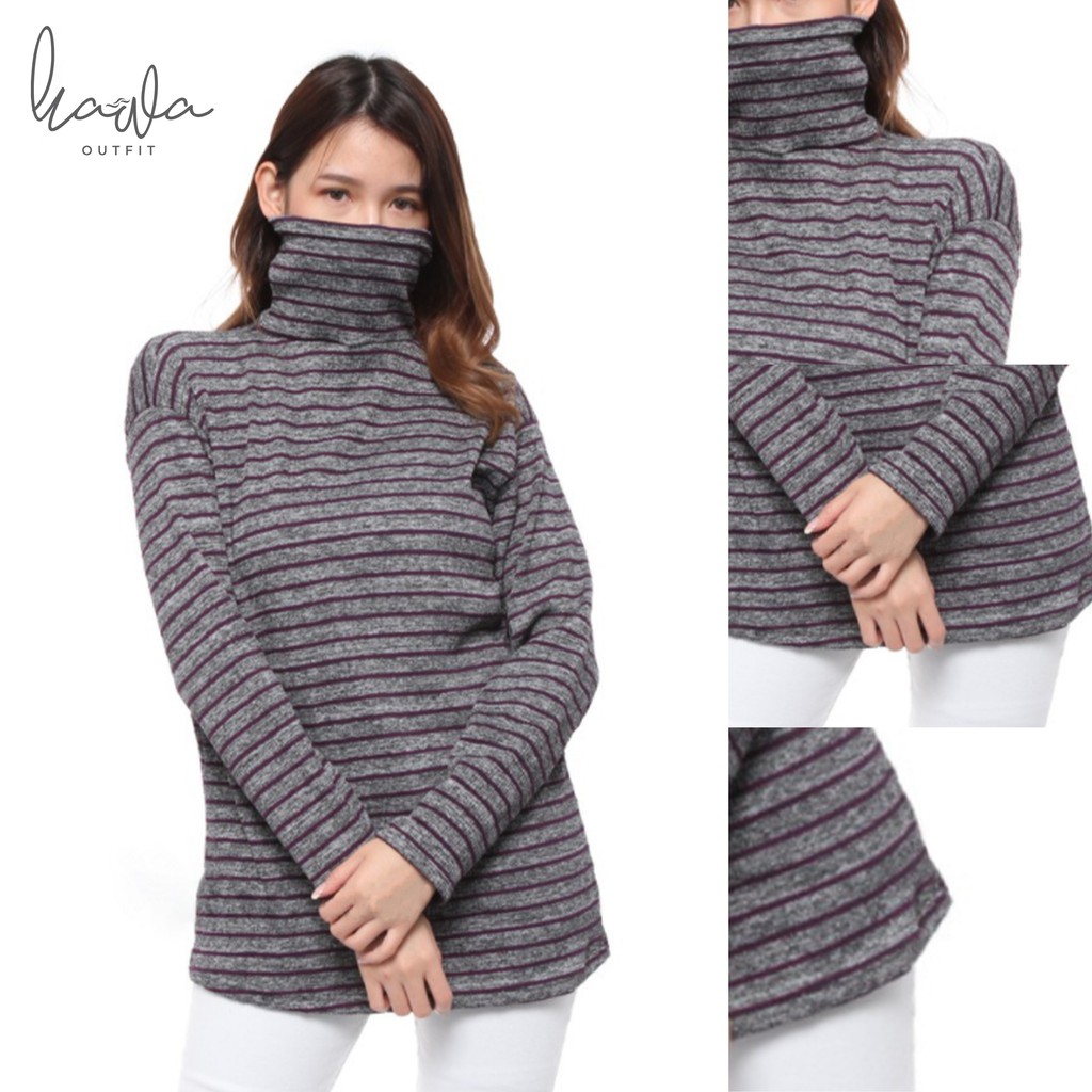 KAOS (LEAFA) TURTLENECK LENGAN PANJANG WANITA UNGU