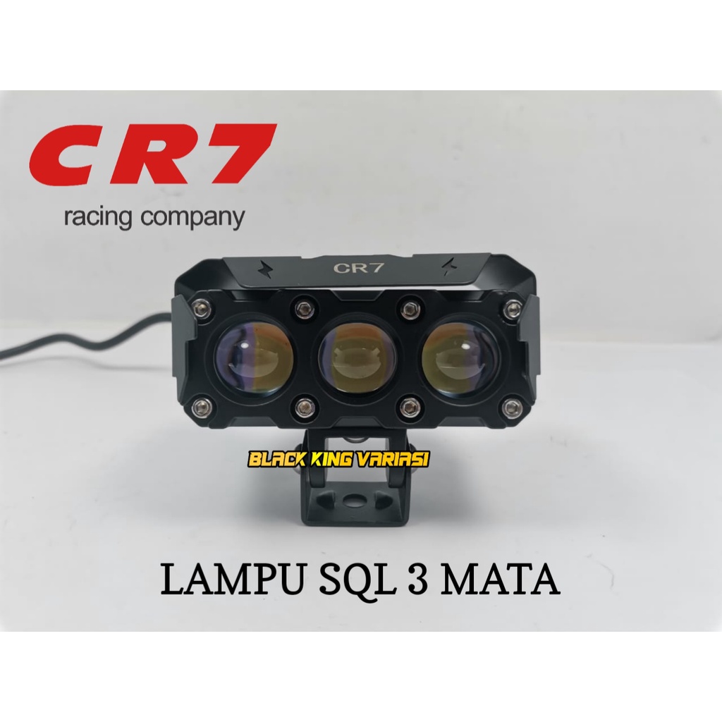 Lampu Sorot Tembak Laser Mobil Motor Tembak LED SQL 3 Mata CR7 Laser Gun Putih Kuning SQL Biled Foglamp 3 Mata