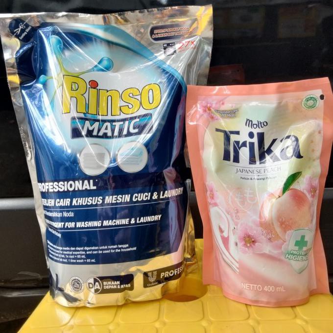✅Harga Paket Rinso cair matic 1.8L & Molto Parfum trika Japanese Peach 400 ml