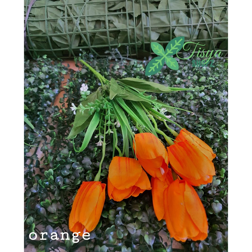 Bunga Tulip isi 7 kuntum / bunga tulip artificial bunga plastik [ TANPA POT ]
