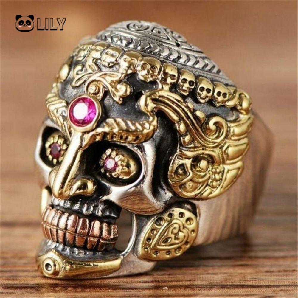Cool Men's Stainless Steel Gothic Punk Skull Head Boy Biker Finger Ring Jewelry 