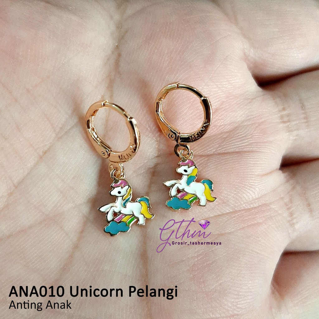 anting anak kuda poni unicorn perhiasan anak lapis emas putih 18k jual titanium xuping