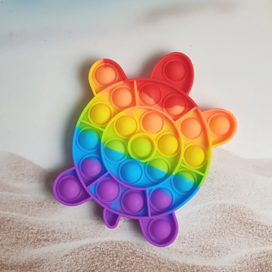 Mainan Pop it murah popit Pop Its Square rainbow multicolor Fidget Toy - RAINBOW