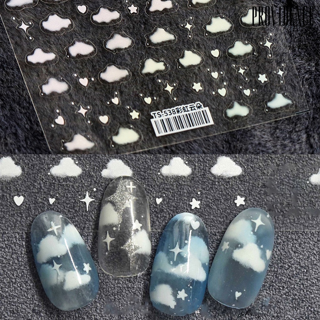 Providence Cloud Pattern Nail Sticker Ultra Thin Colorful Engraved Nail Art Stickers Cloud Back Glue Decals for Manicure