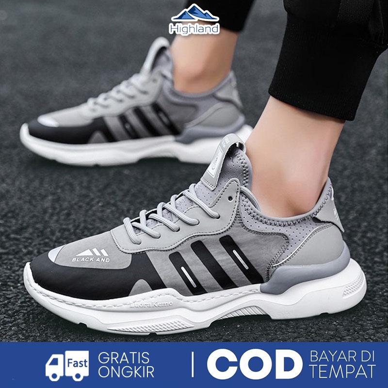 Highland Sepatu Pria Sneakers Kasual Sepatu Tali Olahraga Running Sepatu Sport Pria Men Sneakers Import KRS101