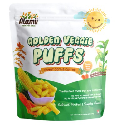 Alamii Snack Puffs / snack anak / snack bayi / cemilan anak / cemilan bayi / alamii puff / non msg / no sugar / tanpa perwarna / alamii puff chesse/ alamii puff peanut butter / alamii puff golden vegie