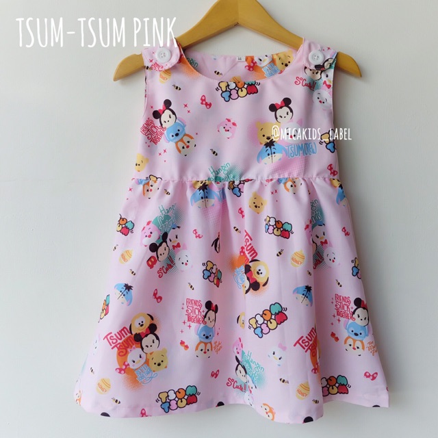 Dress tsum tsum anak daster anak soft pink