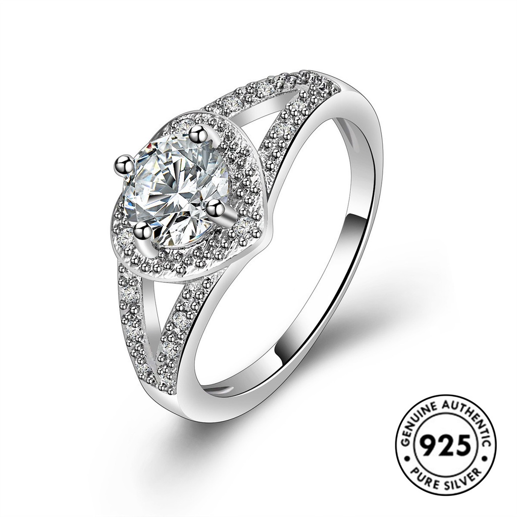 Cincin Silver S925 Bentuk Hati Gaya Klasik Elegan Untuk Wanita