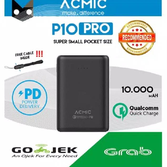 PROMO ACMIC P10 PRO Mini Powerbank 10000 mAh - QC 3 + Power Delivery/POWERBANK 20000 MAH/POWERBANK MINI/POWERBANK ROBOT/POWERBANK IPHONE/POWERBANK 10000 MAH/POWERBANK FAST CHARGING/POWERBANK WIRELESS/POWERBANK ANKER
