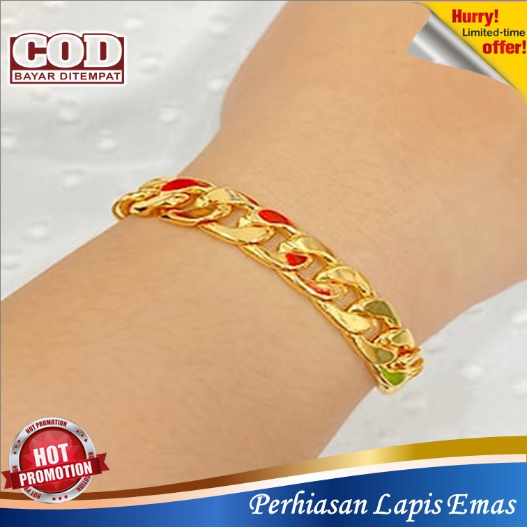 Gelang Rantai Wanita Dewasa Murah Xuping Lapis Emas, Aksesoris  Perhiasan Emas Imitasi GLE-30