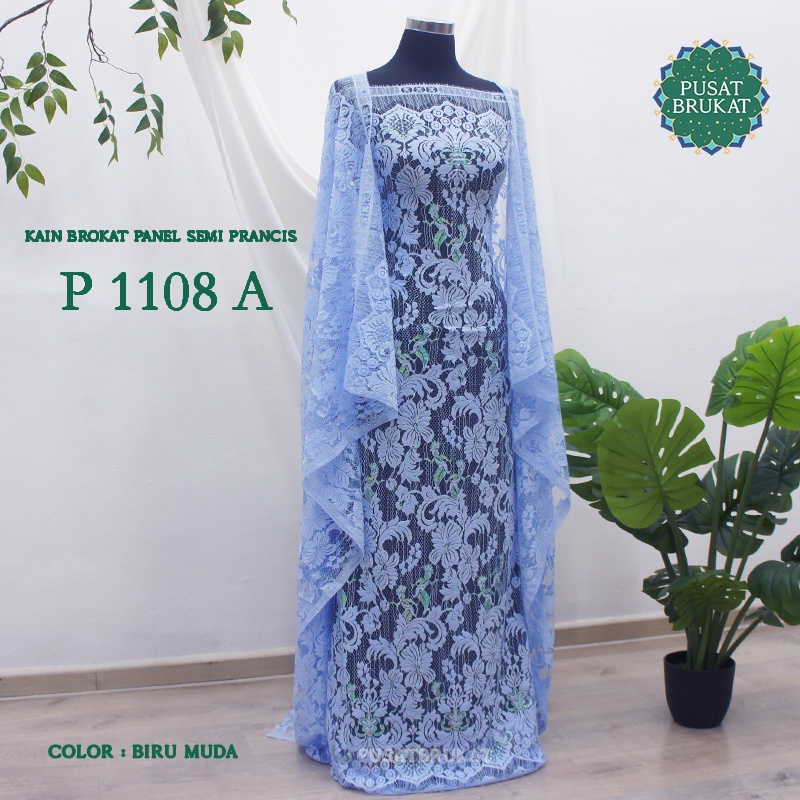 KAIN BROKAT SEMI ITALY SHIMMERING METALIK / BRUKAT PANEL TIRTA SARI P250CM X L140CM [Harga per piece/potong]