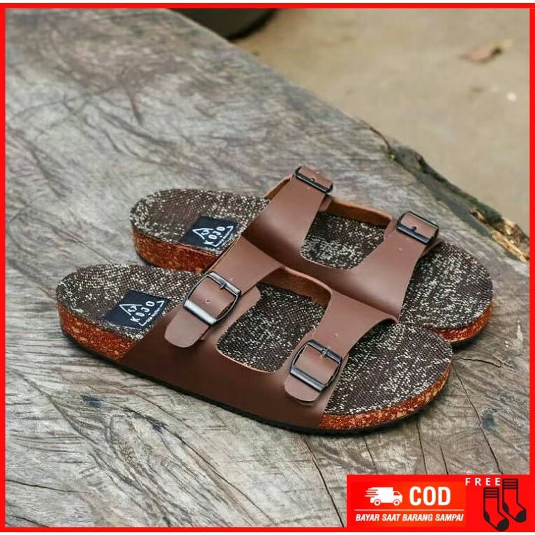 MOLK|Sandal Pria Casual Santai Kulit Syintetis Original Distro MoDEL Ban2 Terbaru Bahan Kanvas