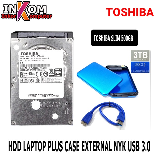 Harddisk Internal Laptop 2.5&quot; 500GB Sata TOSHIBA SLIM Plus Case NYK