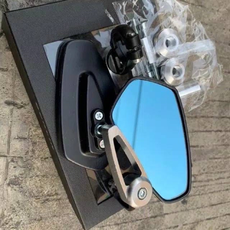 SPION JALU/SPION STANG/SPION BAR END NMAX/AEROX/VARIO/BEAT/VIXION/XABRE/R15/CBR & DLL-Silver kaca biru