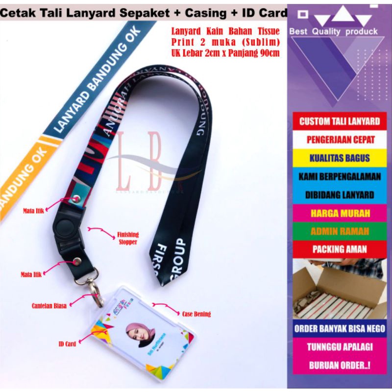 TALI LANYARD CUSTOME,ID CARD DAN CASING SEPAKET /CETAK TALI LANYARD, ID CARD DAN CASING SATU SET