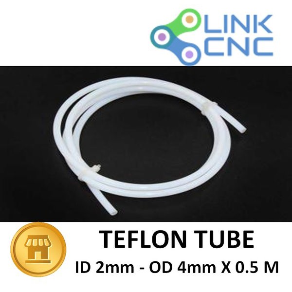 TEFLON TUBE PTFE  FOR 1.75MM FILAMENT ID 2MM OD 4MM L 0.5M