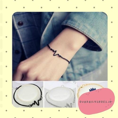 ★ODS★ FA06  Gelang Rantai Unisex Couple Charm Electrocardiogram Fashion Korea Aksesoris Fashion