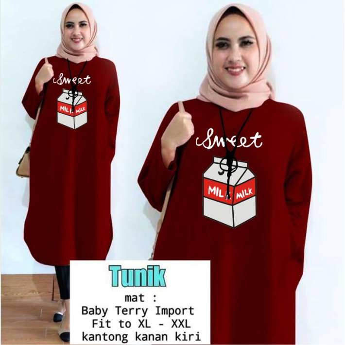 TUNIK MILK /TUNIK KEREN/ TUNIK MAMACHI / TUNIK POLOS/ TUNIK CEWEK / TUNIK MUSLIM
