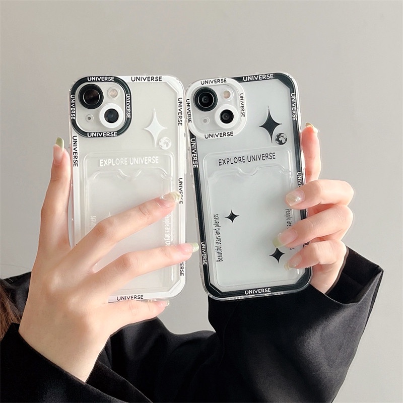 Casing Soft Case iPhone 14 13 12 Pro MAX 11 X XR XS MAX 7 8 Plus Motif Bintang Transparan