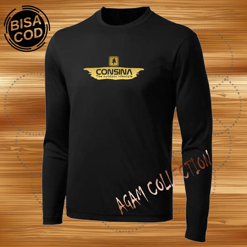 Agam Collection Baju Kaos Distro Consina Splash Text Gold  Lengan Panjang Premium Quality