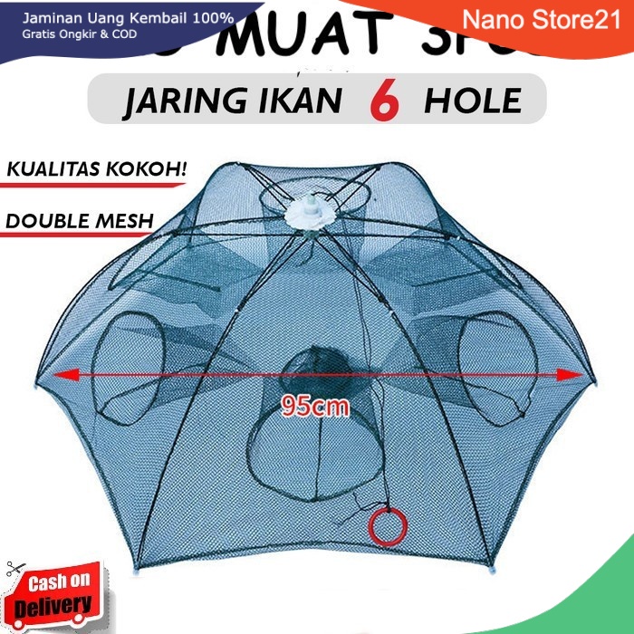 Payung Bubu Jaring Jebakan Perangkap Udang ikan Kepiting Model Payung 6 Lubang