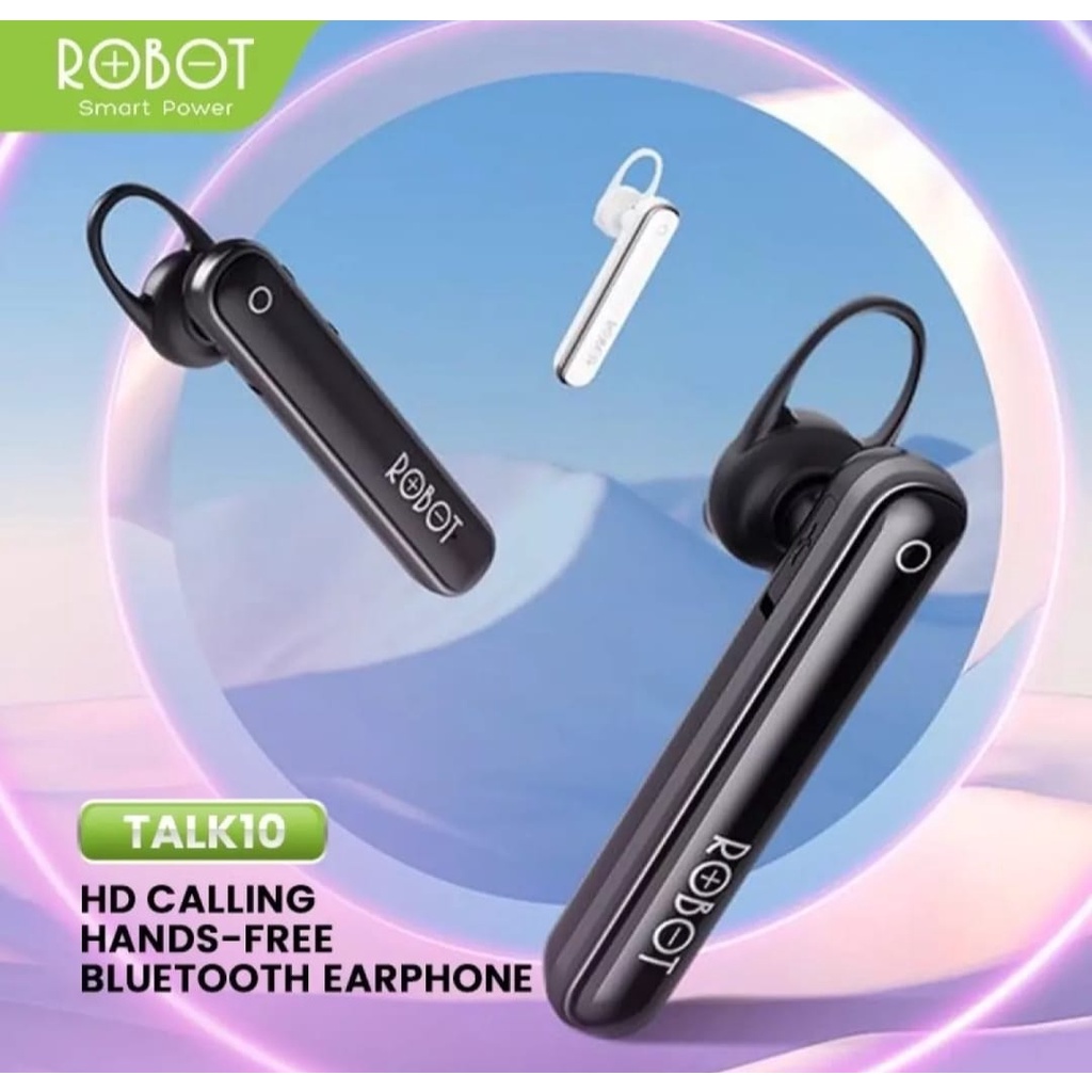 Headset-Handsfee-Earphone Bluetooth Wireless V5.0 ROBOT TALK10 ORIGINAL-Earphone Bluetooth Wireless HD Calling Robot Talk10 V5.0 Universal Support All Smartphone Android Ios Iphone-ORIGINAL