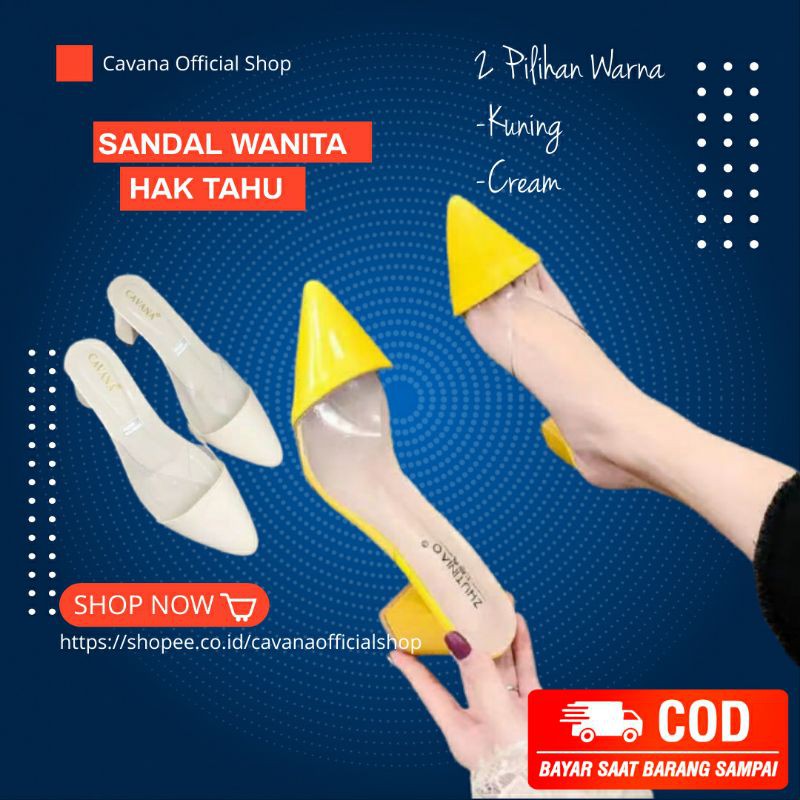 Sepatu sandal Kerja Heels Hak Tahu wanita Cewek Tutup Depan Tali Belakang Murah Terbaru SDH187