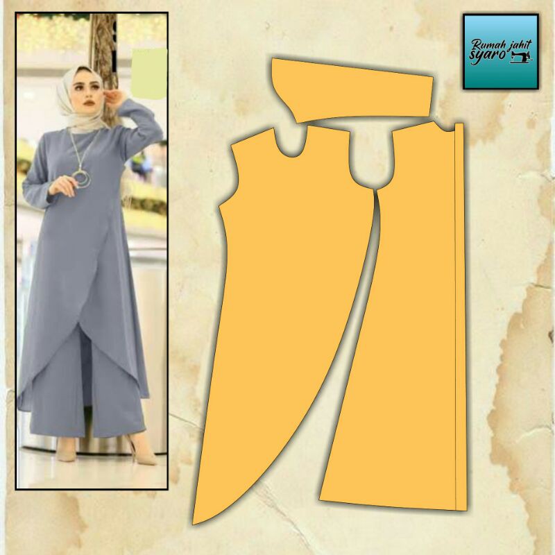 [ RJS20 ]Pola Instan Tunik Serong/Pola atasan/Pola Jiplak/Pola/Pola wanita/Pola Dress/Pola Baju/Pola