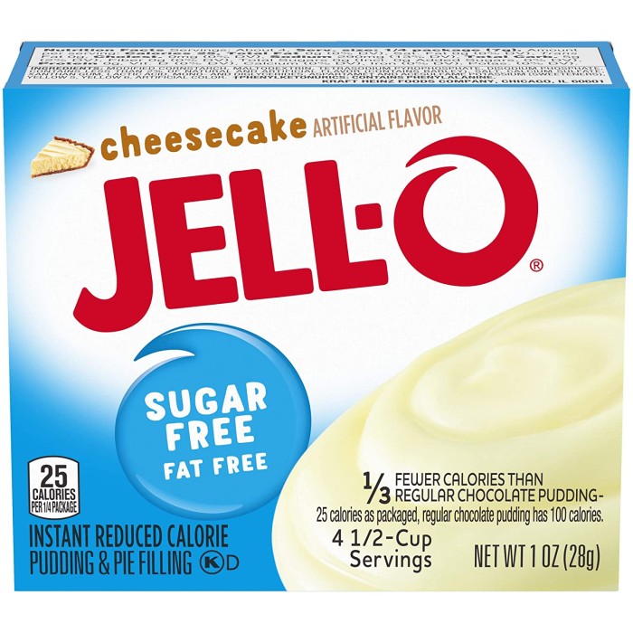 

Jell-O jello jelly Sugar Free Cheesecake Instant Pudding Mix, 1 oz Box