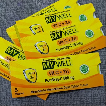 MY WELL/mywell VIT C +Zn (1 amplop isi 5 tablet) - vitamin c 500 mg [EXP 2025 KE ATAS]