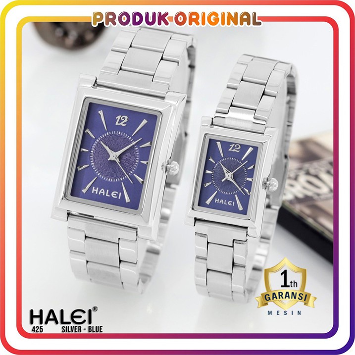 COD JAM TANGAN COUPLE HALEI ORIGINAL 425 RANTAI SILVER WATER RESISTANT STAINLES STEEL