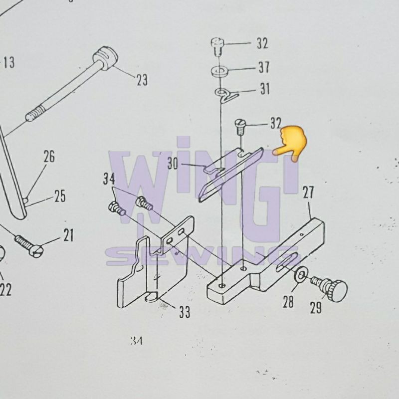 No 42030 Plat Tahanan Dudukan Pisau Mesin Obras Kecil Tradisional