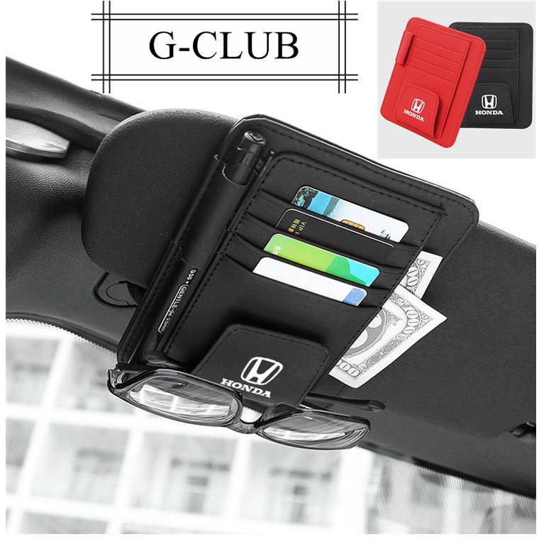 G-club Tas Sun Visor Mobil Bahan Kulit Dengan Slot Penyimpanan Keping CD DVD Dan Pulpen Honda