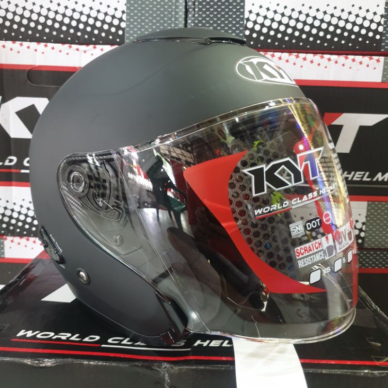 Helm KYT half face Kyoto Solid-Hitam doff