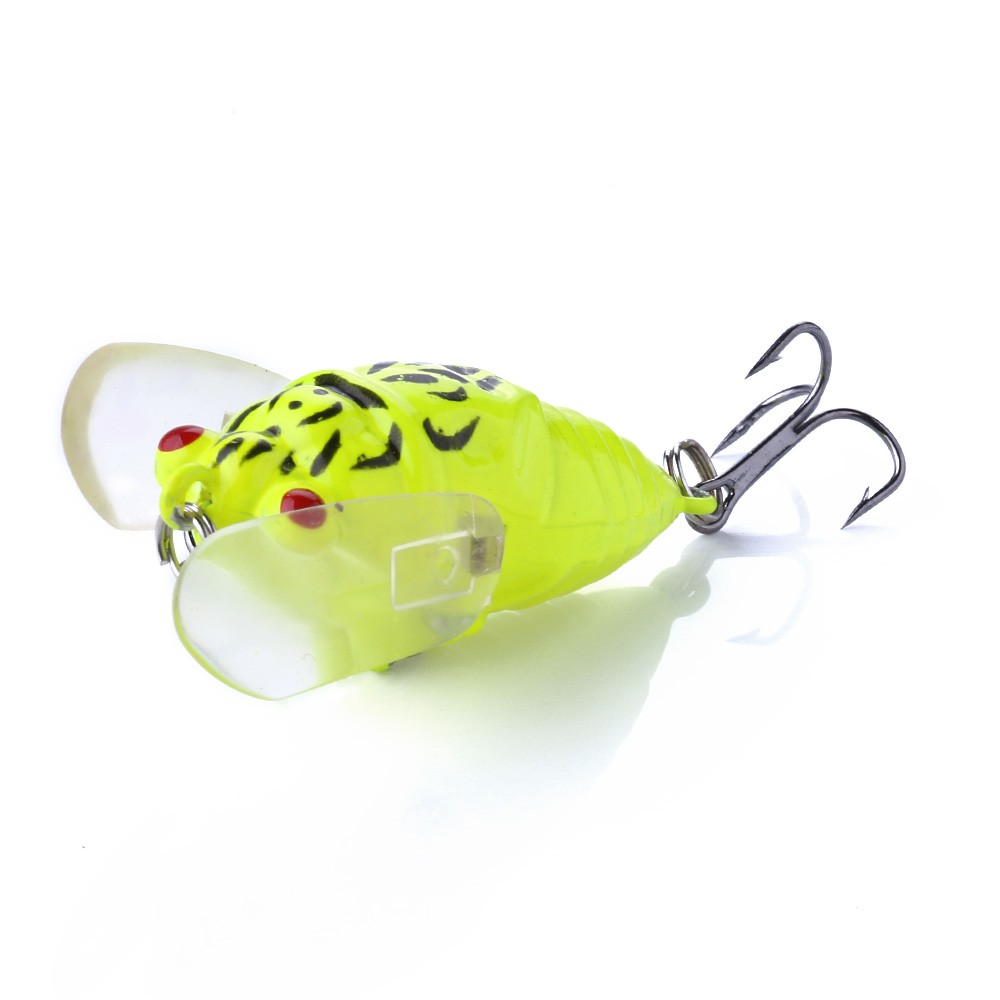 Hengjia 1pcs Bionic Cicada Hard Bait Fishing Lure 4cm/6.4g Ikan Kecil Memancing Floating Crankbait Mematikan Umpan Serangga