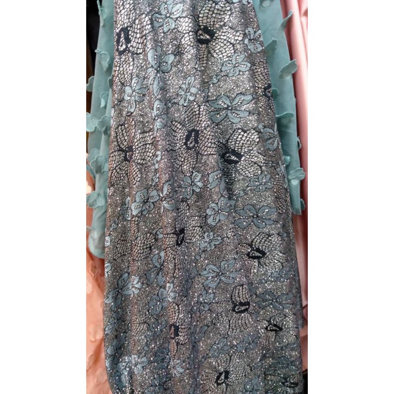 Kain - bahan brokat plus furing / brukat bonding /cocok untuk dress gaun seragaman gamis dll TERBARU