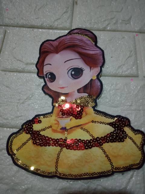 Aplikasi bordir patch princess led musik 20 cm import