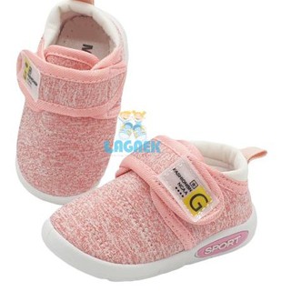 Instan SEPATU  ANAK  IMPORT PINK CORAK POLOS USIA  9  BULAN 