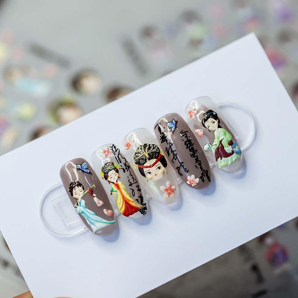 Mxbeauty Stiker Kuku Motif Karakter Cina Antik Untuk Dekorasi Nail Art