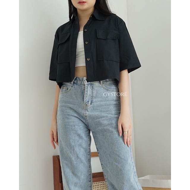 Yurika Pocket Crop Top | Kemeja Crop