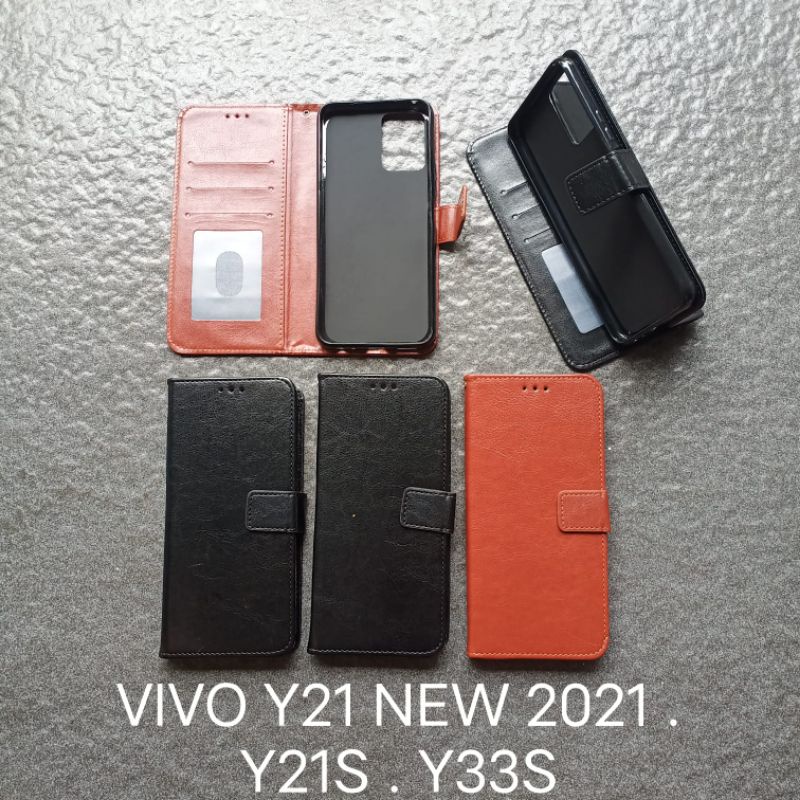 Flip case kulit Vivo Y21 2021 Y21S Y21Y Y21T Y21A Y33S Y33T . Vivo Y15S Y01 Y15A flipcase book cover sarung buku buka tutup flipshell