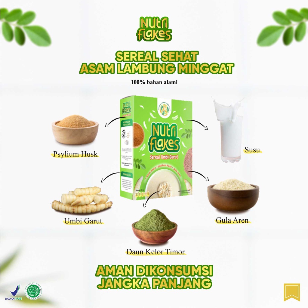 Promo NUTRIFLAKES Sereal Umbi Garut Obat Asam Lambung Herbal Dengan Daun Kelor Pengganti Nasi Untuk Diet-3